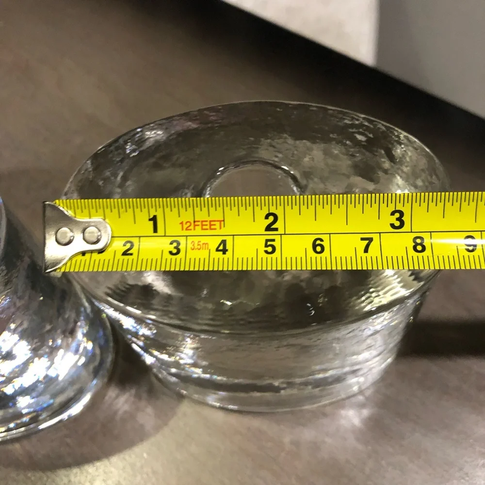 Crate & Barrel Elegant Crystal Clear Ice tapered Candle Holders set of two